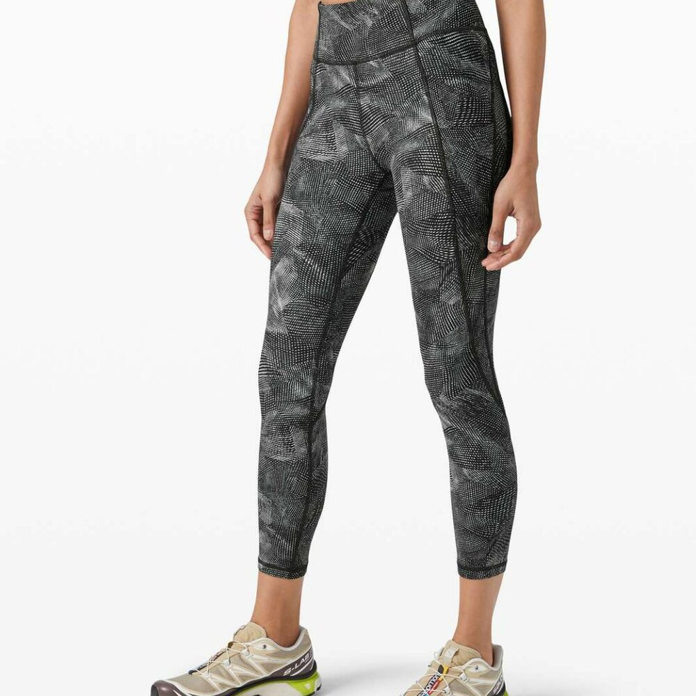 RARE SIZE 12 Lululemon Time To Sweat Crop 23" Velocity Mesh Island Mist Black